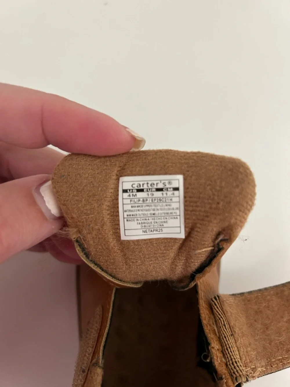 Carter’s Baby Slip On Tan Ankle Boots Size 4